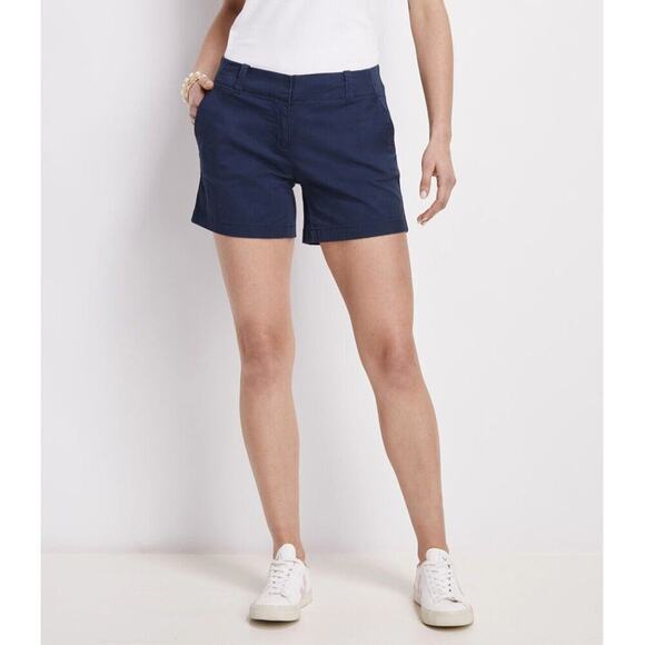 VINEYARD VINES 5" Every Day Shorts Women 24 Navy Blue Flat Front Khaki NWT - Picture 3 of 8